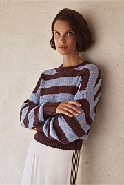 Mercerised Cotton Relaxed Stripe Knit