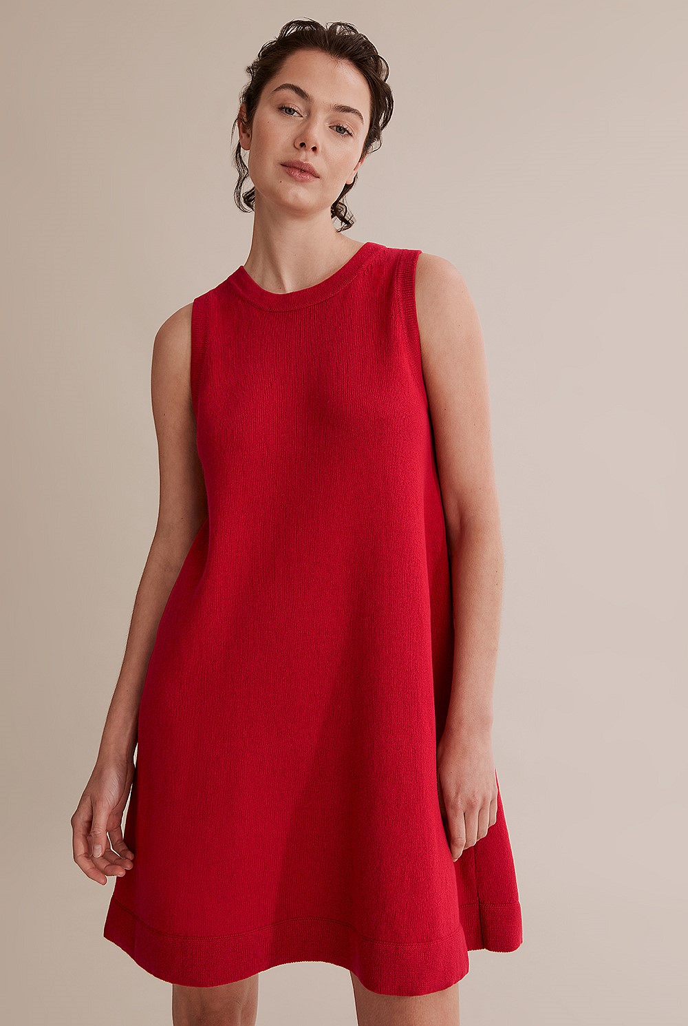 Deep Red Knit Mini Dress - Dresses | Outlet