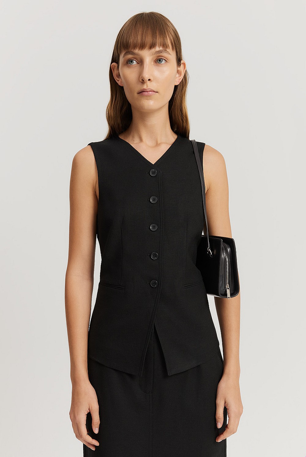 Black Herringbone Vest Jackets & Coats Outlet