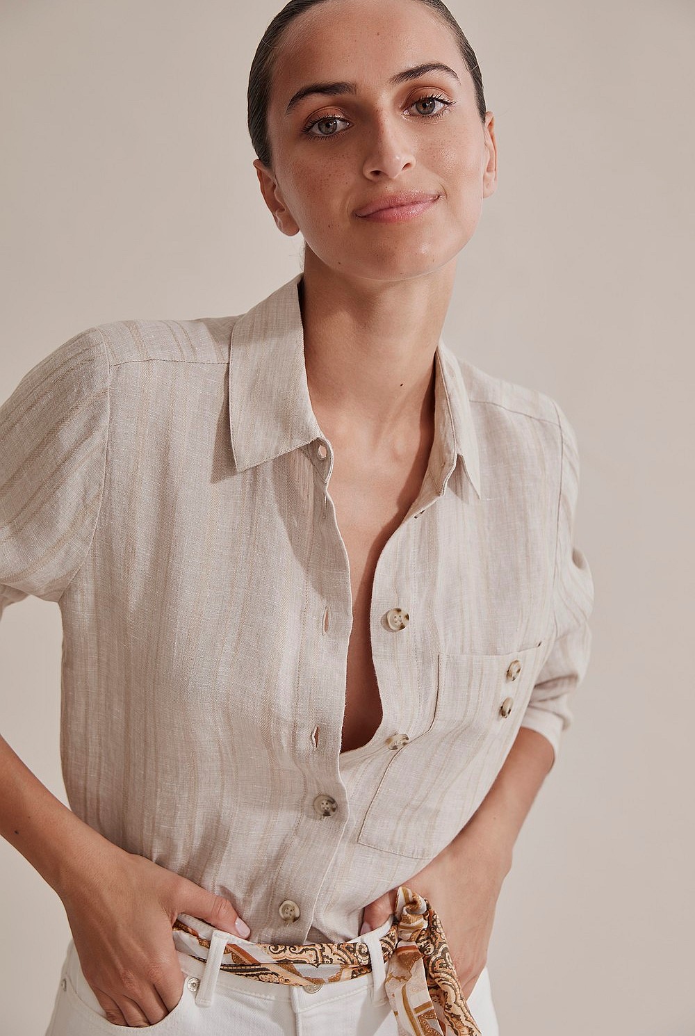 Flax Linen Button Shirt - Shirts | Outlet