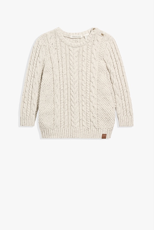 Organically Grown Cotton Cable Crew Knit