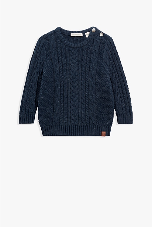 Organically Grown Cotton Cable Crew Knit