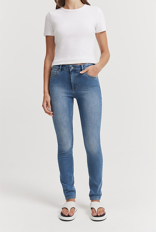 Australian Cotton Blend Mid Rise Skinny Leg Jean