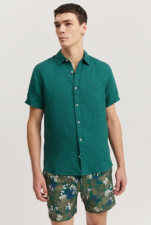 Regular Fit Organically Grown Linen Short Sleeve Shirt