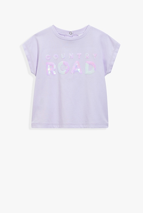 Organically Grown Cotton Sequin Logo T-Shirt Organically Grown Cotton Sequin Logo T-Shirt