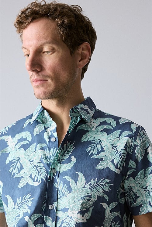 Regular Fit Cotton Spring Leaf Shirt