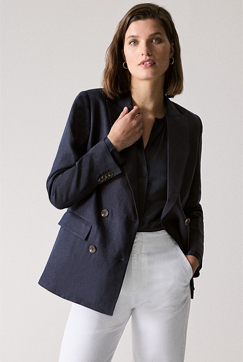 Night Sky Organically Grown Linen Blazer - Jackets & Coats | Outlet