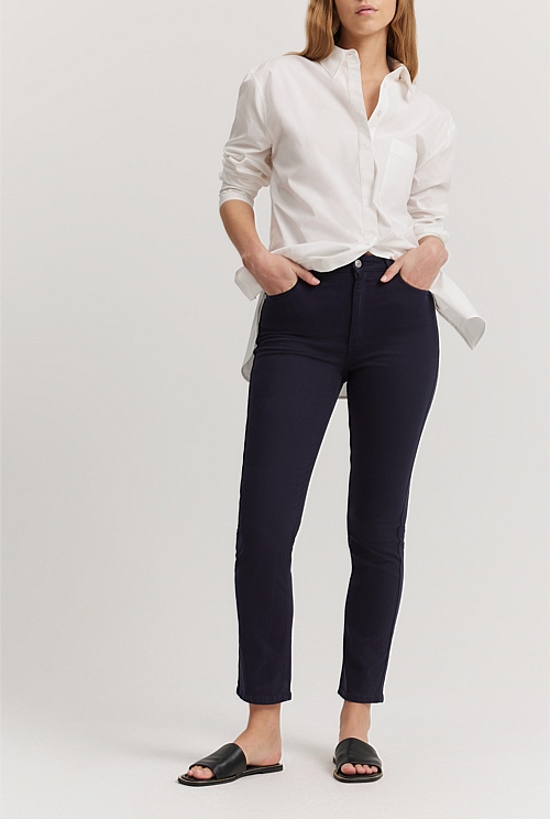 Sateen High Rise Skinny Leg Jean