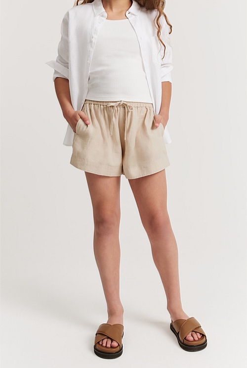 Teen Pull-on Linen Short