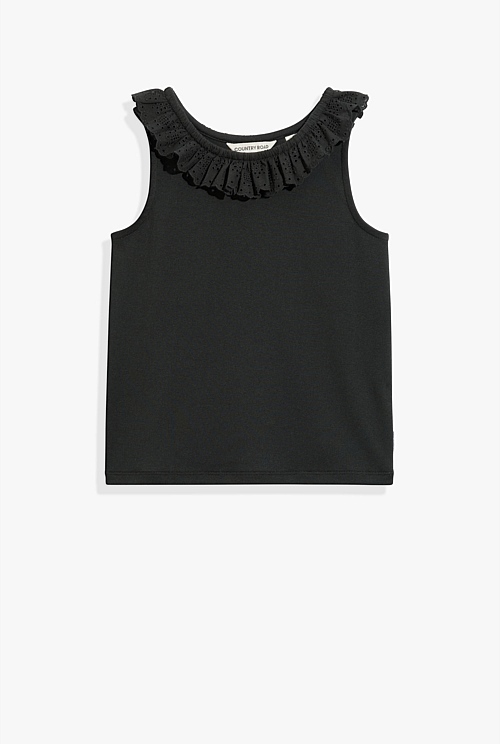 Organically Grown Cotton Broderie Frill Tank