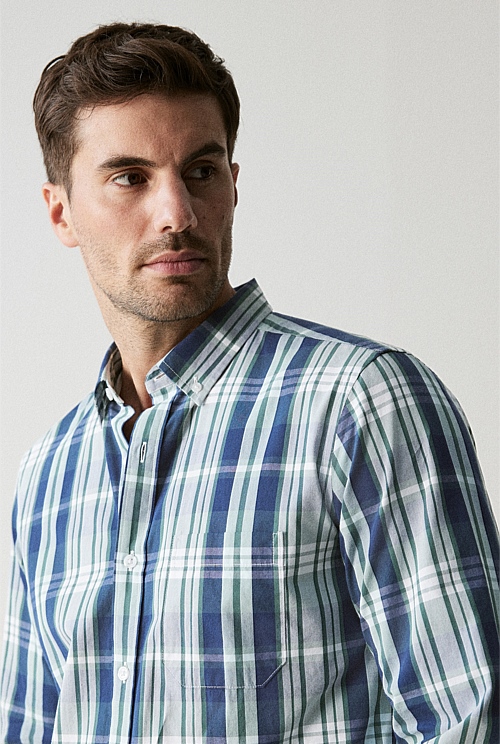 Regular Fit Cotton Plaid Long Sleeve Shirt