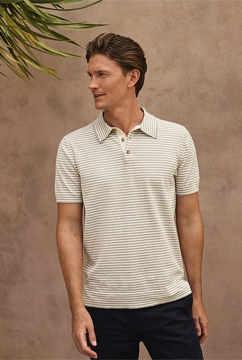 Cotton Barre Stripe Knit Polo