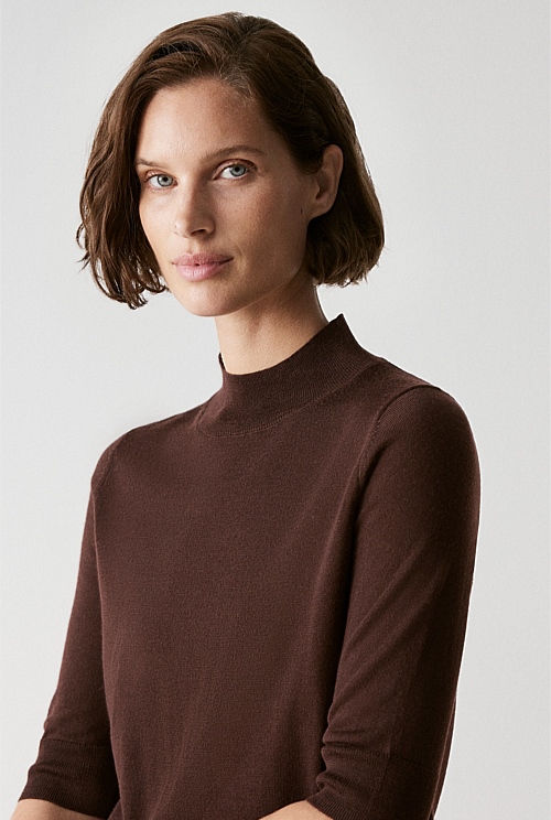 Merino Jersey Mock Neck Knit