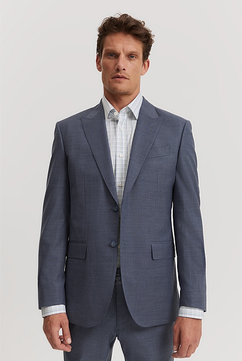 Blue Slim Fit Puppytooth Travel Jacket - Suits & Tailoring | Outlet