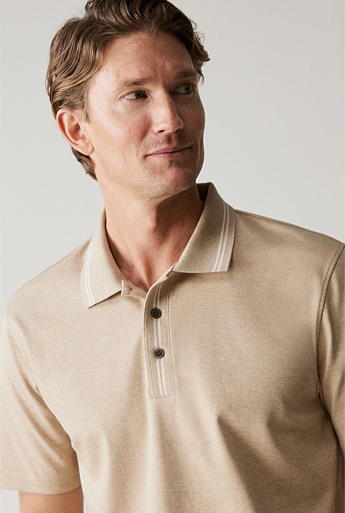 Cotton Interlock Marle Contrast Polo