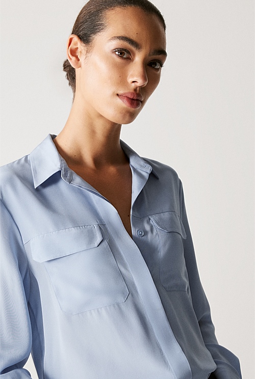 Silk Pocket Detail Shirt