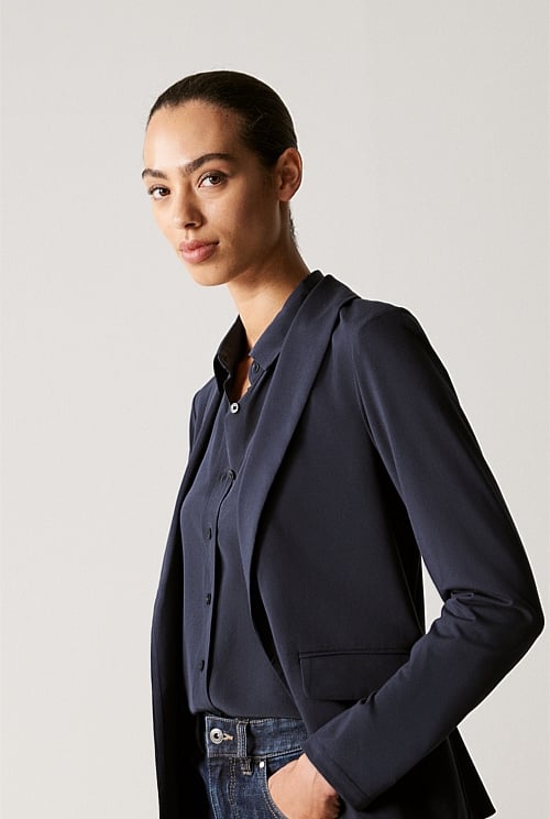 Stretch Viscose Shawl Collar Jacket