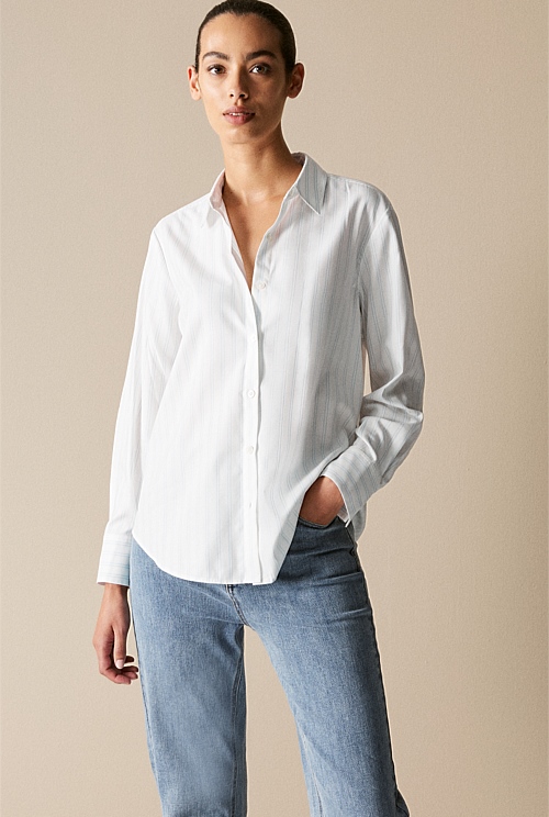 Cotton Modal Twill Stripe Shirt