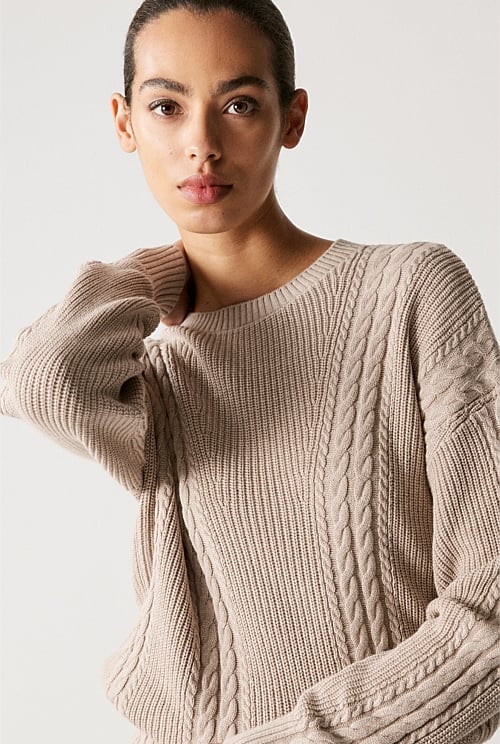 Cotton Cashmere Cable Pullover