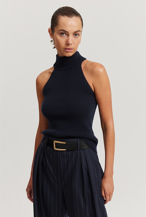 CGS-certified Cashmere Blend Rib Sleeveless Knit