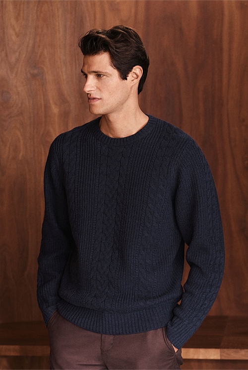 Wool Cable Knit Crew