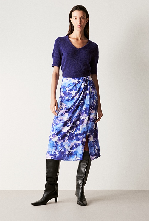 Modal Watercolour Floral Skirt