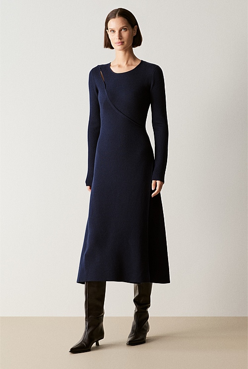 Merino Rib Keyhole Dress