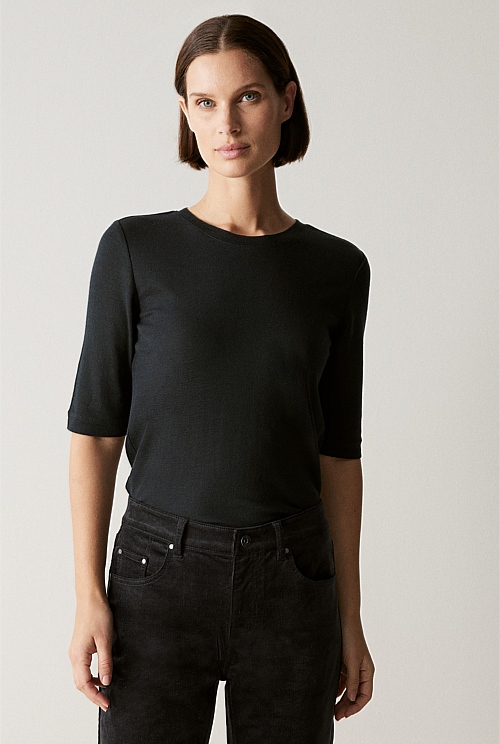 Australian Merino Rib Half Sleeved T-shirt