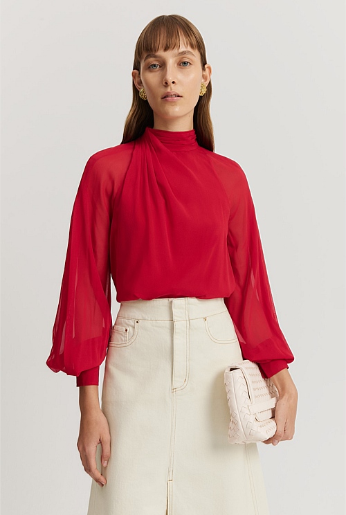 Tucked Drape Blouse