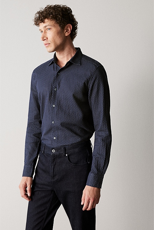 Tailored Fit Micro Jacquard Shirt