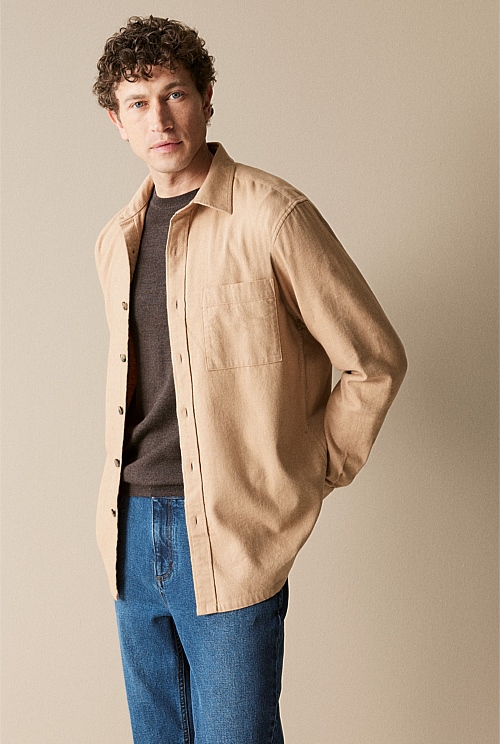 Regular Fit Cotton Tonal Twill Shirt