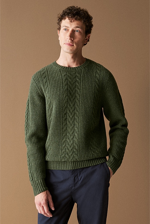 Wool Cable Knit Crew