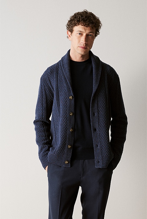 Merino Nep Cable Shawl Cardigan