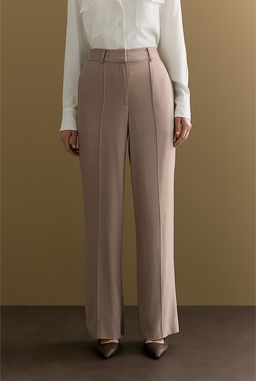 Pintuck Detail Wide Leg Pant