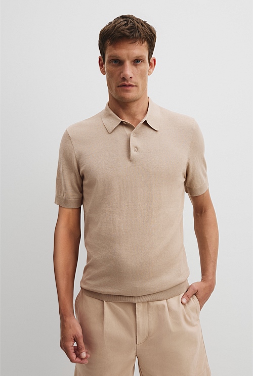 Cotton Silk Button Knit Polo Cotton Silk Button Knit Polo