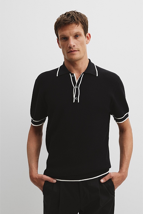 Australian Cotton Blend Tipped Knit Polo Australian Cotton Blend Tipped Knit Polo