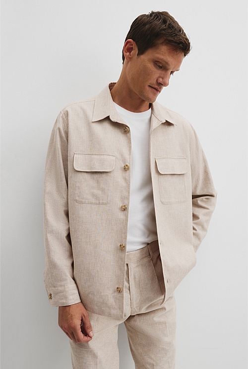 Linen Pinstripe Overshirt