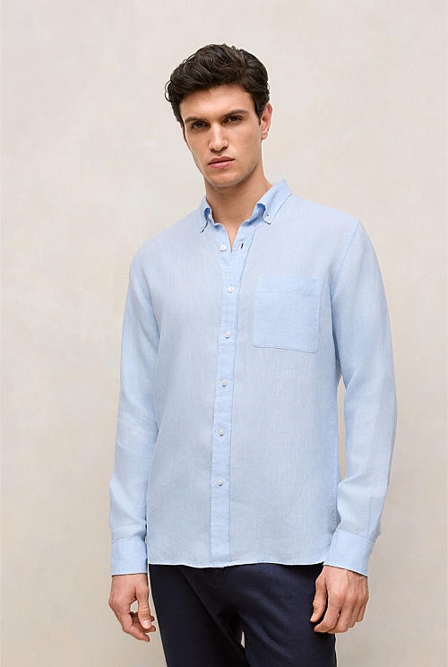 Regular Fit Delave Linen Long Sleeve Shirt Regular Fit Delave Linen Long Sleeve Shirt