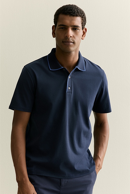 Cotton Interlock Tipped Polo