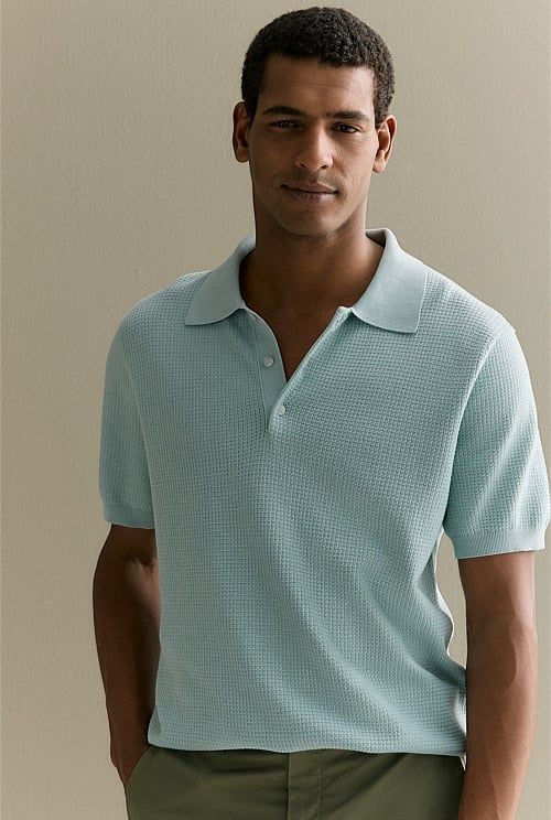 Mercerised Cotton Textured Knit Polo Mercerised Cotton Textured Knit Polo
