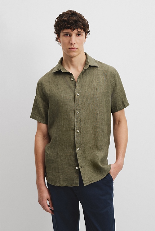 Regular Fit Organically Grown Linen Short Sleeve Shirt Regular Fit Organically Grown Linen Short Sleeve Shirt