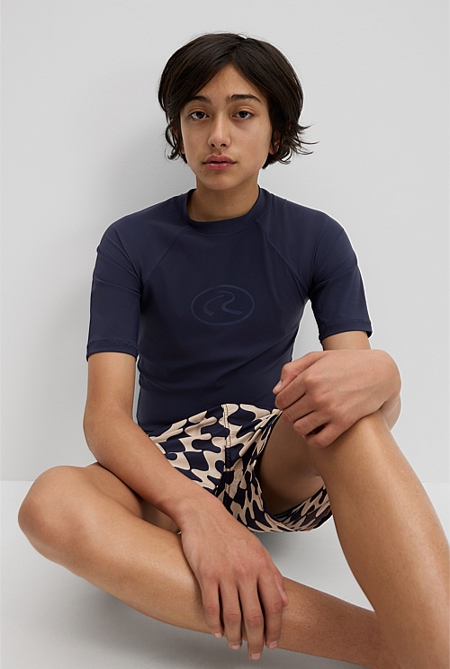 Teen Nylon Blend Short Sleeve Logo Rash Vest Teen Nylon Blend Short Sleeve Logo Rash Vest