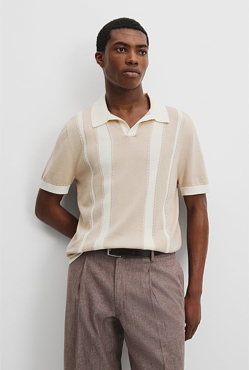 Cotton Silk Knit Trophy Polo