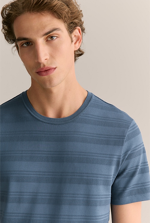 Cotton Jacquard Textured Stripe T-shirt Cotton Jacquard Textured Stripe T-shirt