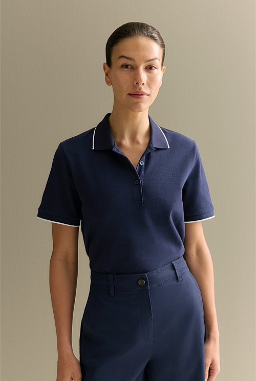 Cotton Pique Tipped Monogram Polo Cotton Pique Tipped Monogram Polo