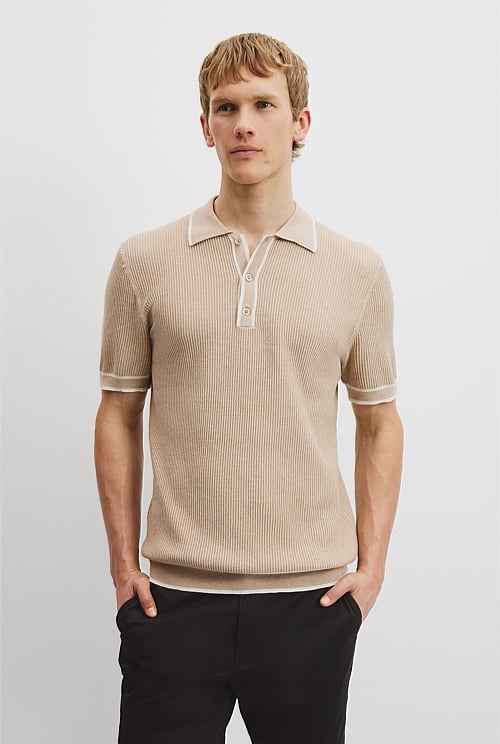 Australian Cotton Blend Tipped Knit Polo Australian Cotton Blend Tipped Knit Polo