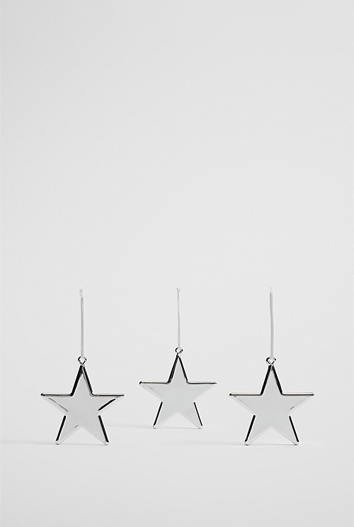 Metallic Star Glass Decoration Set of 3