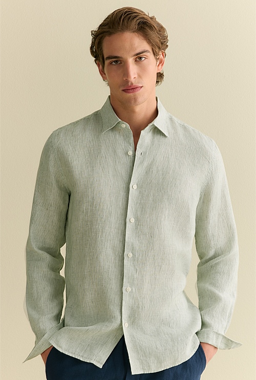 Tailored Fit Linen Stripe Shirt