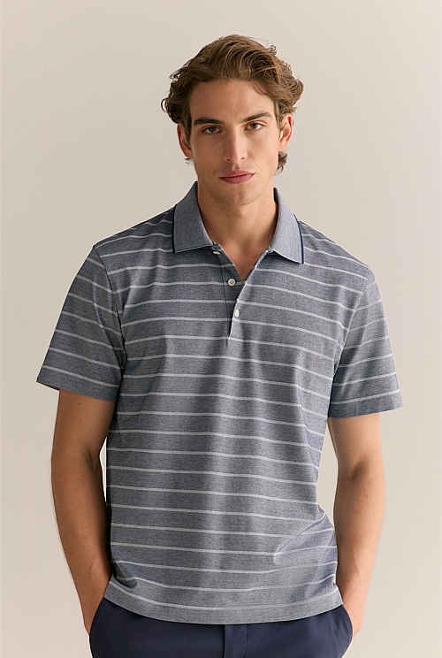 Mercerised Cotton Birdseye Stripe Polo Mercerised Cotton Birdseye Stripe Polo