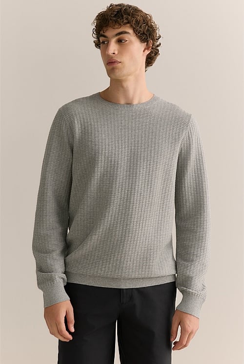 Cotton Mouline Textured Crew Knit Cotton Mouline Textured Crew Knit